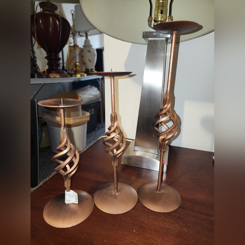 Trio, Bronze Finish Candlesticks